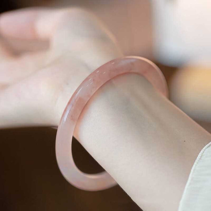 Buddha Stonesピンク ゴールデン シルク 翡翠 富と幸運ブレスレットバングル - image 10
