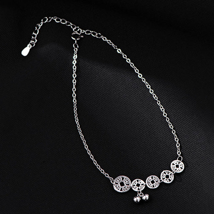 Buddha Stones925 スターリングシルバー 銅貨 ベル 保護金属アンクレット