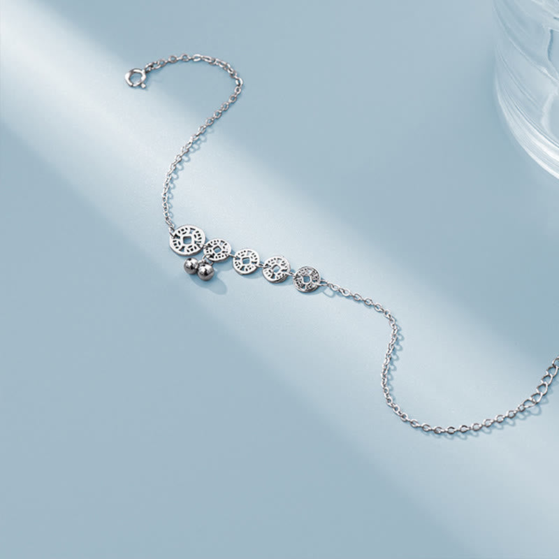 Buddha Stones925 スターリングシルバー 銅貨 ベル 保護金属アンクレット