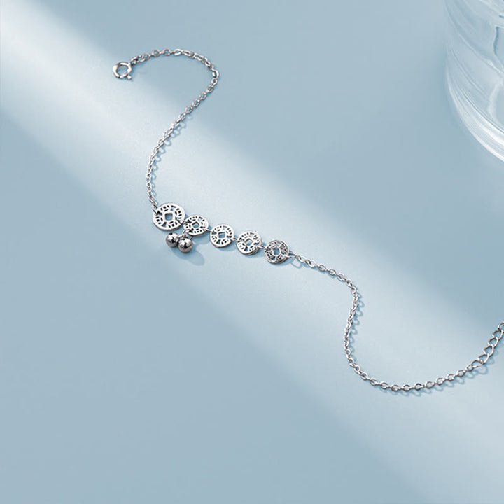 Buddha Stones925 スターリングシルバー 銅貨 ベル 保護金属アンクレット