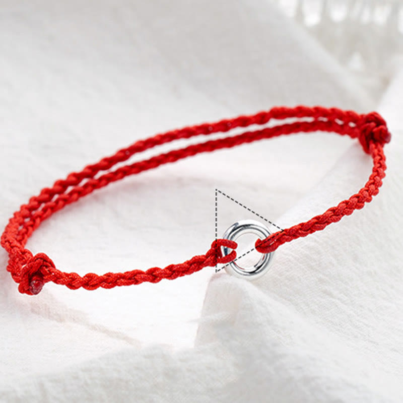 Buddha Stones925スターリングシルバー ピース平和のお守りチャーム幸運の紐編みロープ アンクレット - image 4