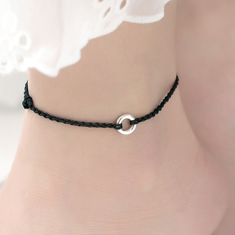 Buddha Stones925スターリングシルバー ピース平和のお守りチャーム幸運の紐編みロープ アンクレット - image 13