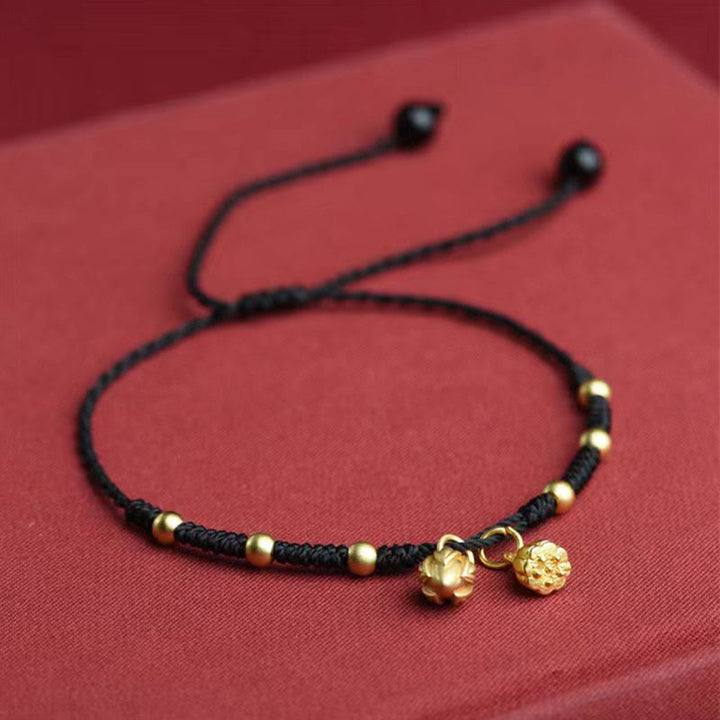 Buddha Stones蓮の鞘 チャーム 幸運の紐 ロープ アンクレット