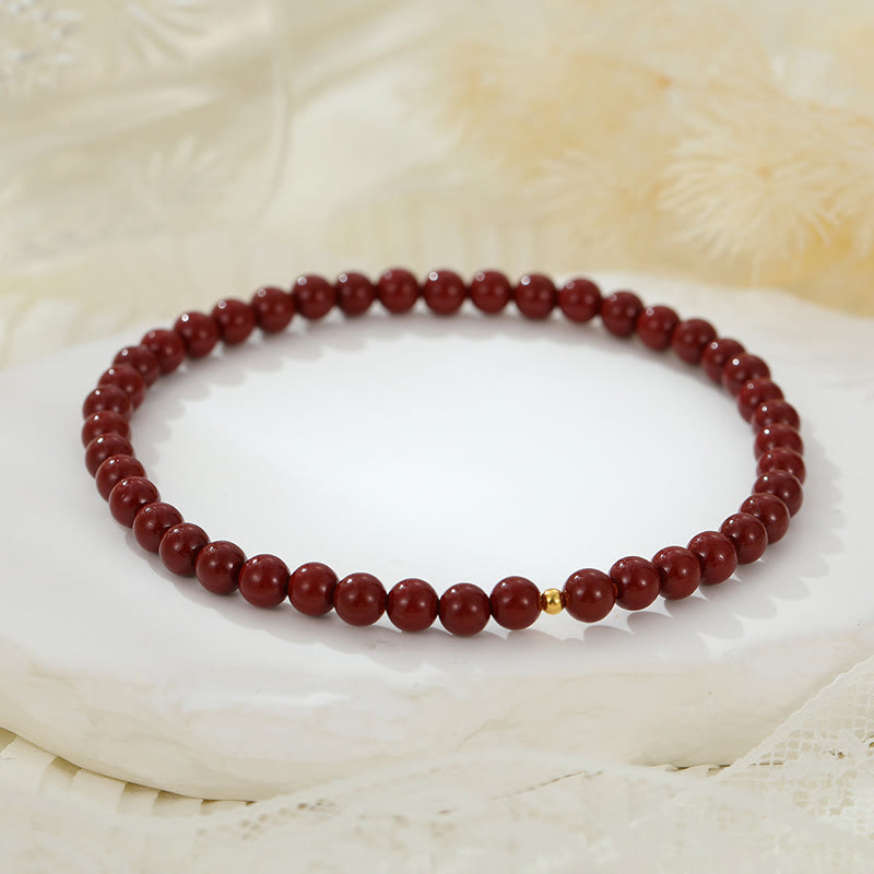 Buddha Stones925 スターリングシルバー 辰砂ビーズ 祝福アンクレット