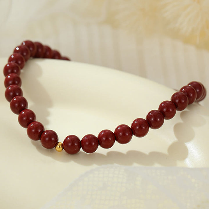 Buddha Stones925 スターリングシルバー 辰砂ビーズ 祝福アンクレット