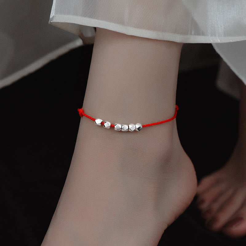 Buddha Stones925 スターリングシルバー ビーズ 幸運のお守り 編み込みロープ アンクレット - image 7