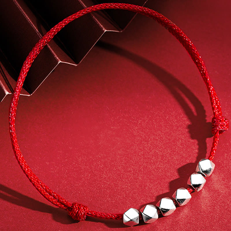 Buddha Stones925 スターリングシルバー ビーズ 幸運のお守り 編み込みロープ アンクレット - image 2