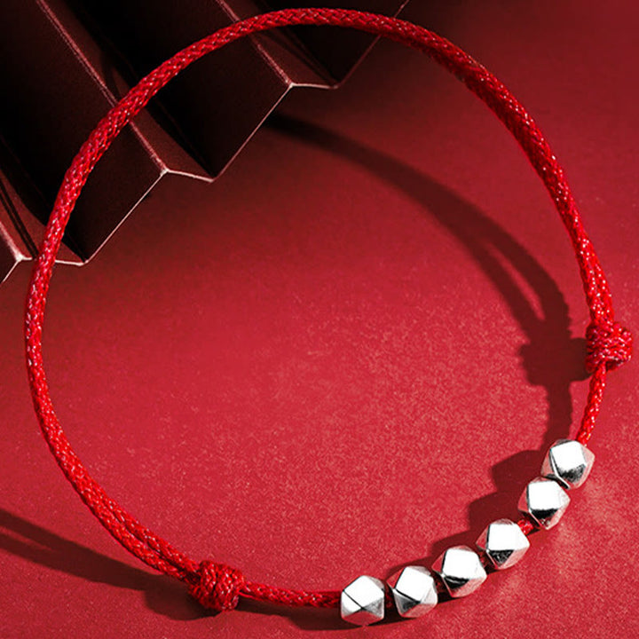 Buddha Stones925 スターリングシルバー ビーズ 幸運のお守り 編み込みロープ アンクレット - image 2