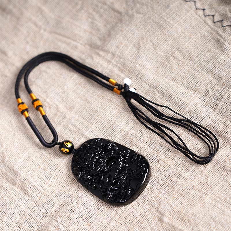 Buddha Stones黒曜石 龍彫り 幸運 守護 ネックレス ペンダント - image 6
