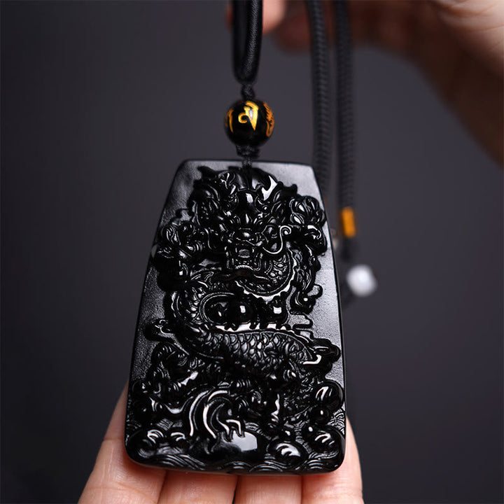 Buddha Stones黒曜石 龍彫り 幸運 守護 ネックレス ペンダント - image 11