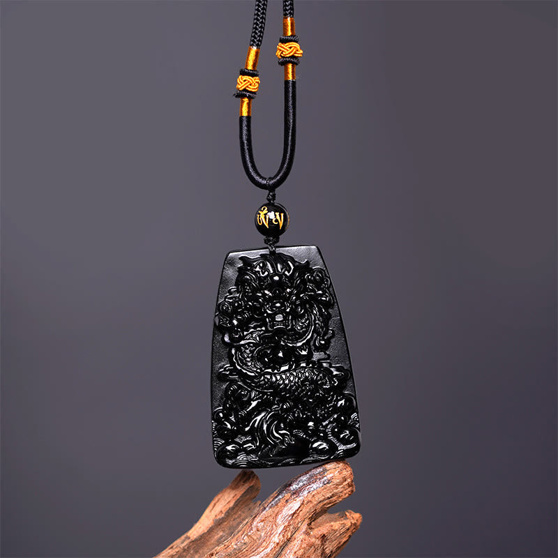 Buddha Stones黒曜石 龍彫り 幸運 守護 ネックレス ペンダント - image 10