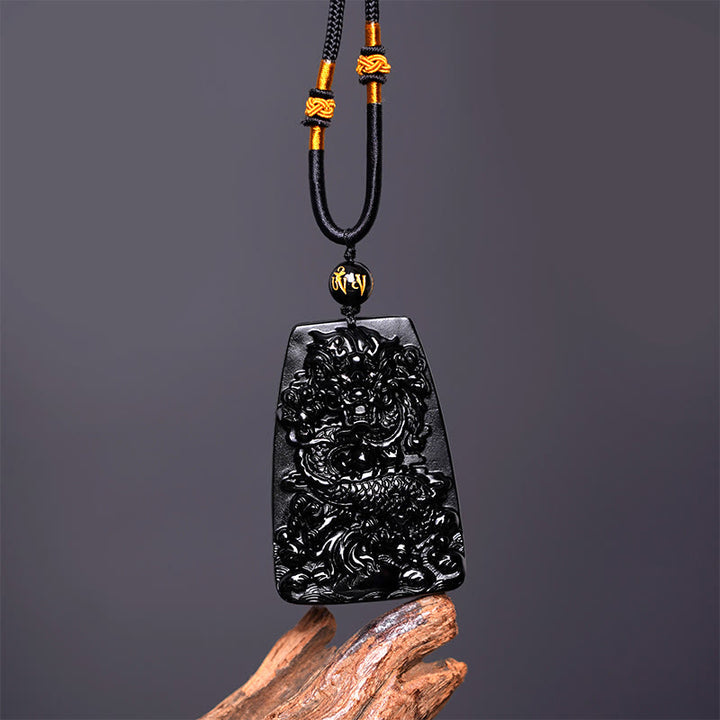 Buddha Stones黒曜石 龍彫り 幸運 守護 ネックレス ペンダント - image 10
