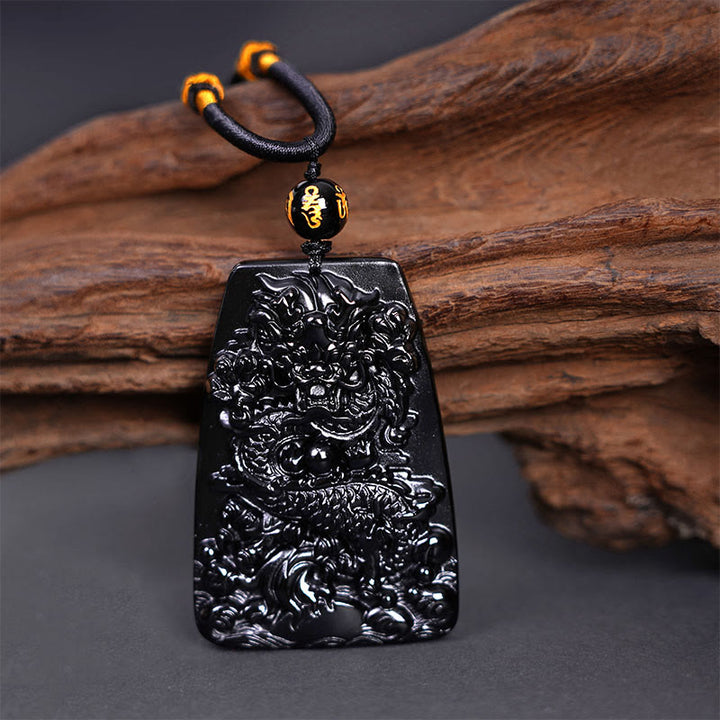 Buddha Stones黒曜石 龍彫り 幸運 守護 ネックレス ペンダント - image 14