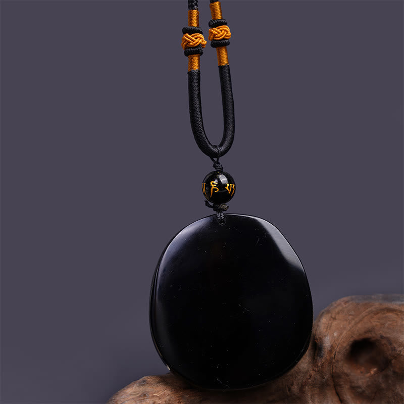 Buddha Stones天然黒曜石ラウンドドラゴン彫刻保護ネックレスペンダント - image 6