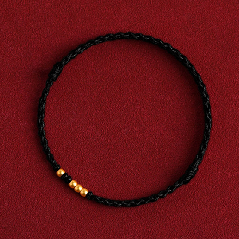 Buddha Stones999 ゴールドビーズ 幸運 編み込み 守護 カップルブレスレット