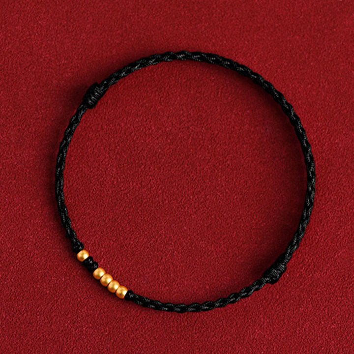 Buddha Stones999 ゴールドビーズ 幸運 編み込み 守護 カップルブレスレット