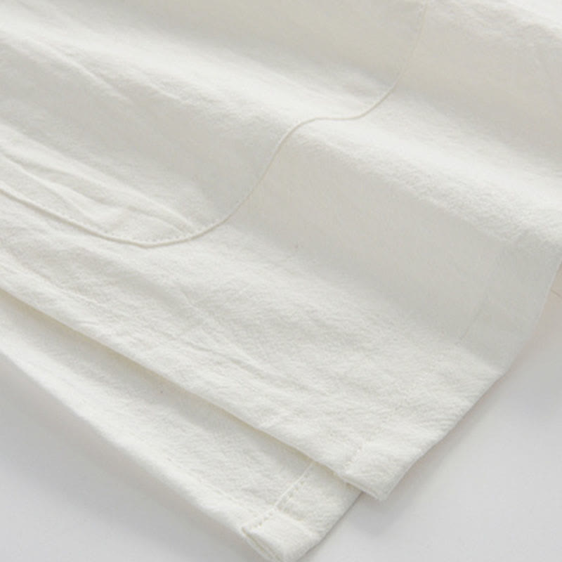 Buddha Stones中国風 カエルボタン 唐装 メンズ 半袖シャツ コットンリネン ポケット付き - image 4