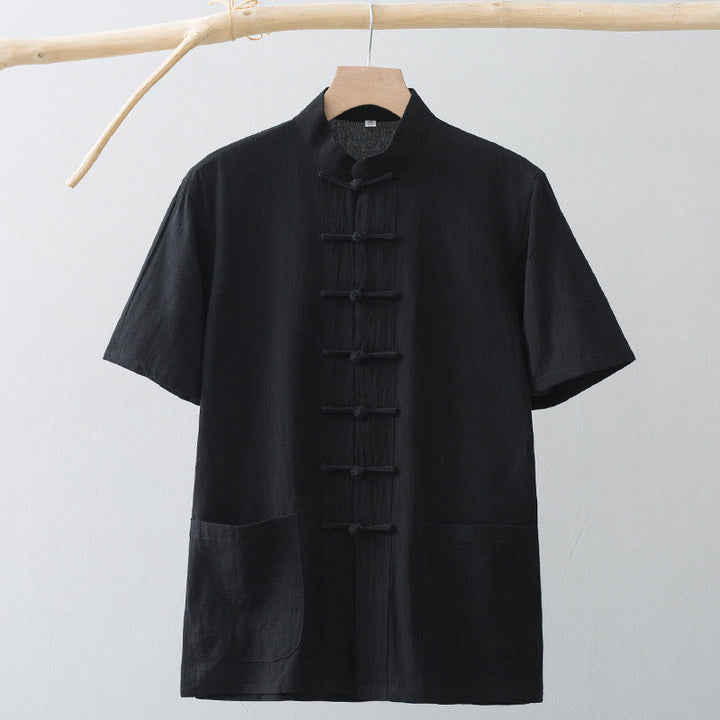 Buddha Stones中国風 カエルボタン 唐装 メンズ 半袖シャツ コットンリネン ポケット付き - image 17