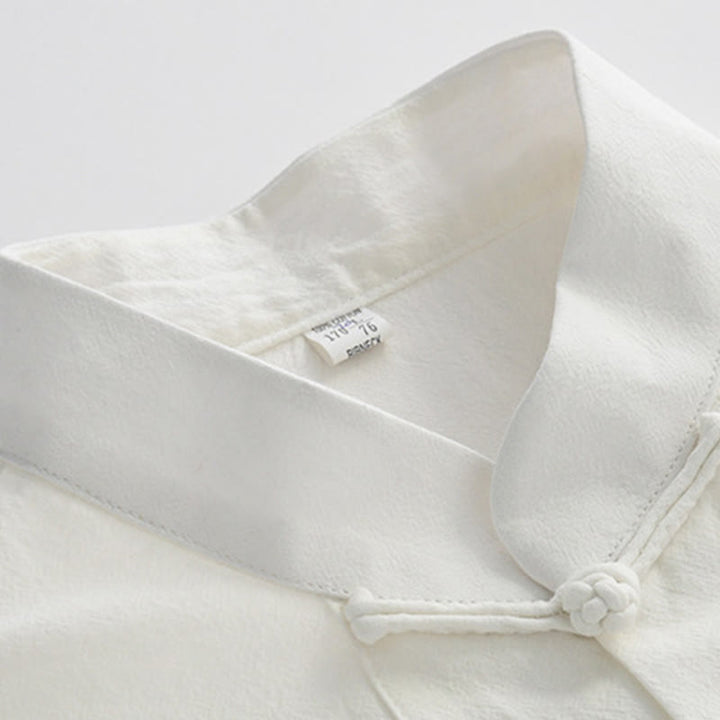 Buddha Stones中国風 カエルボタン 唐装 メンズ 半袖シャツ コットンリネン ポケット付き - image 2