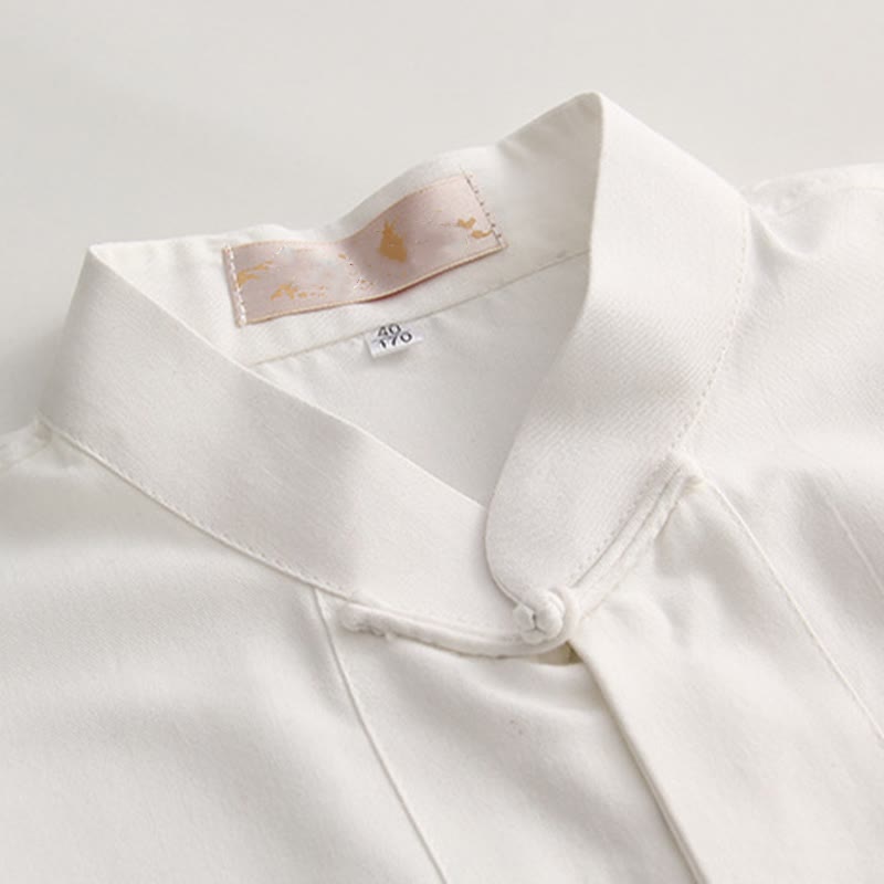 Buddha Stones中国風 カエルボタン 唐装 メンズ 半袖 コットンシャツ ポケット付き - image 2