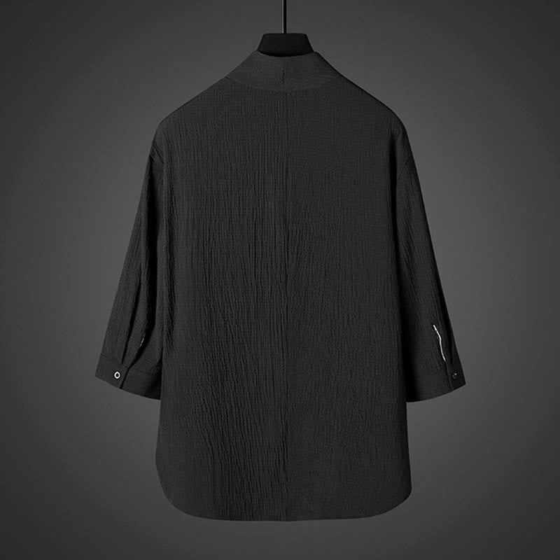 Buddha Stonesカジュアル Vネック 七分袖 メンズシャツ - image 7