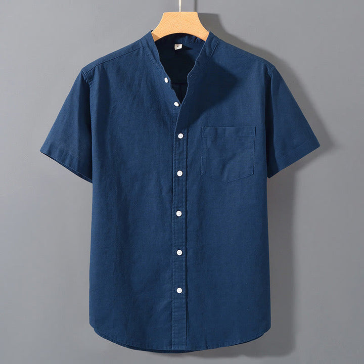Buddha Stonesサマー メンズ 半袖 ボタンダウン コットンリネンシャツ - スティールブルー - US/UK/AU42、 EU52 (3XL)  - image 17