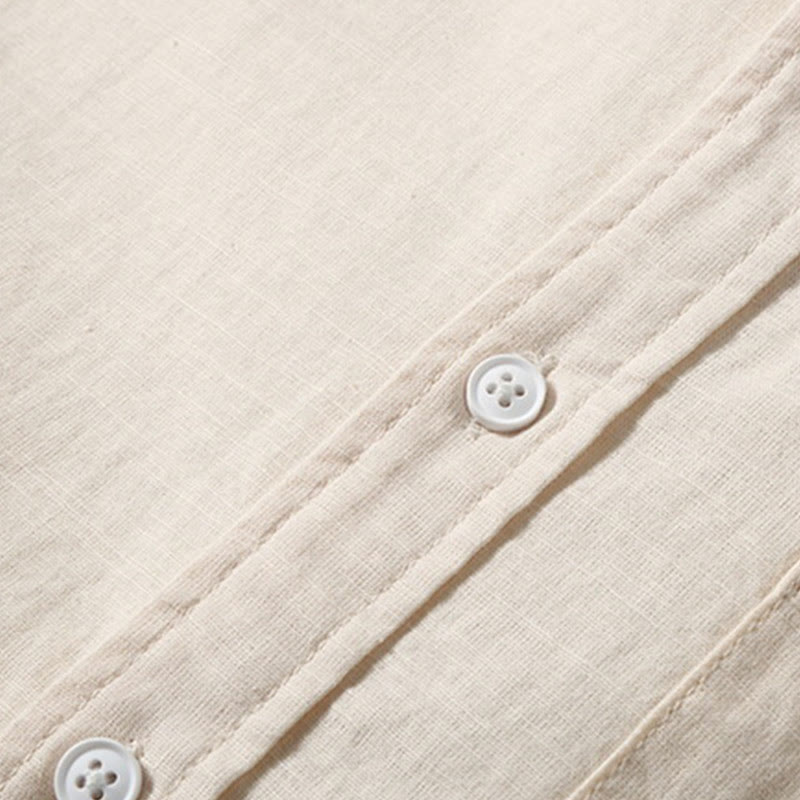 Buddha Stonesサマー メンズ 半袖 ボタンダウン コットンリネンシャツ - image 11