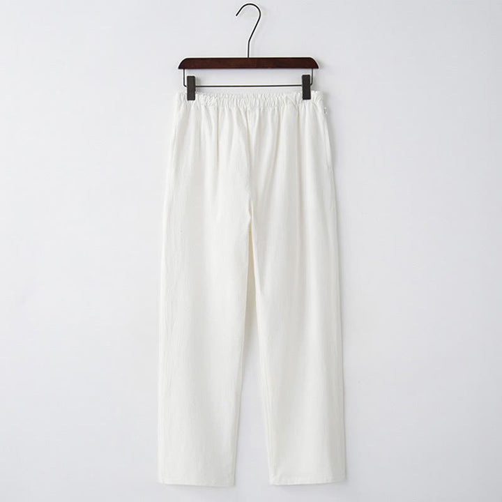 Buddha Stonesメンズ 無地 コットンリネン カジュアル ドローストリング パンツ ポケット付き - 白 - US/UK/AU44、 EU54 (4XL)  - image 9