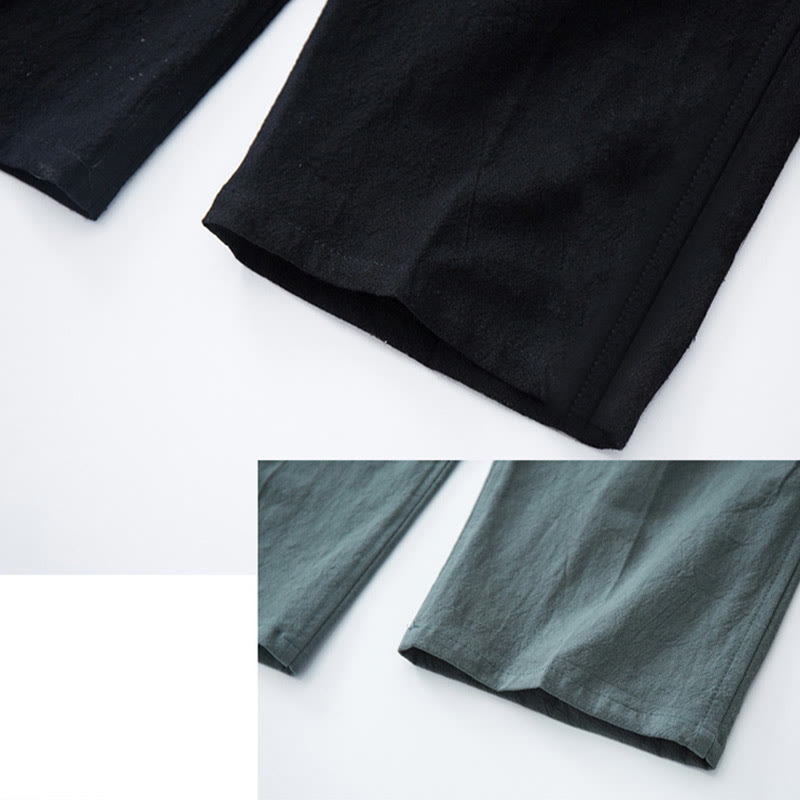 Buddha Stonesメンズ 無地 コットンリネン カジュアル ドローストリング パンツ ポケット付き - image 8