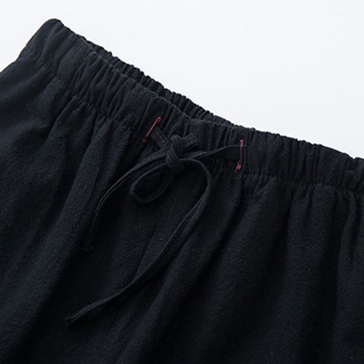 Buddha Stonesメンズ 無地 コットンリネン カジュアル ドローストリング パンツ ポケット付き - image 3