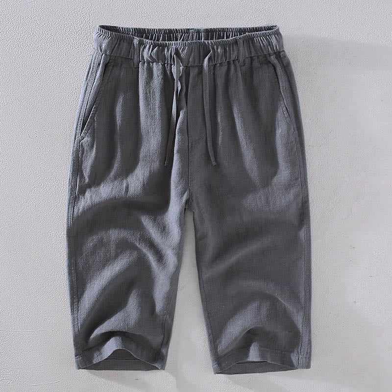 Buddha Stonesメンズ 無地 ラミー リネン ドローストリング クロップドパンツ ポケット付き - ディムグレー - US/UK/AU42、 EU52 (3XL)  - image 12