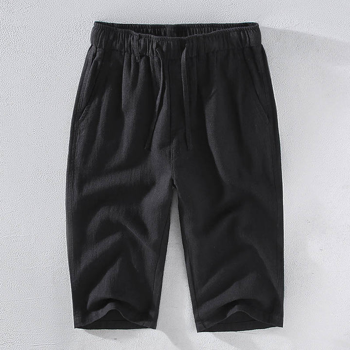 Buddha Stonesメンズ 無地 ラミー リネン ドローストリング クロップドパンツ ポケット付き - 黒 - US/UK/AU42、 EU52 (3XL)  - image 10