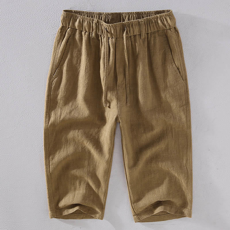 Buddha Stonesメンズ 無地 ラミー リネン ドローストリング クロップドパンツ ポケット付き - バーリーウッド - US/UK/AU42、 EU52 (3XL)  - image 12