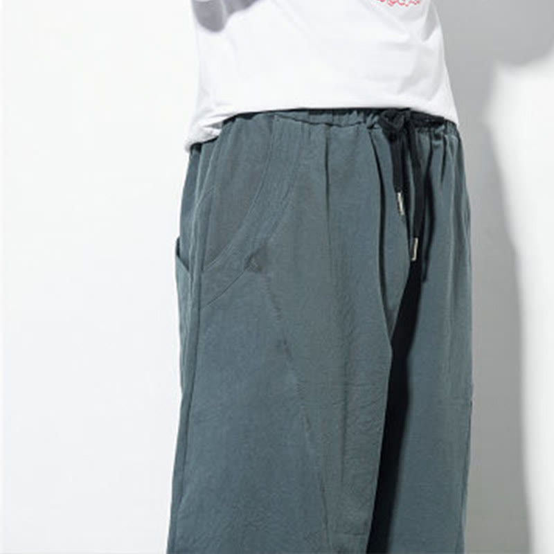 Buddha Stonesカジュアル メンズ 無地 コットン ドローストリング パンツ ポケット付き - image 8
