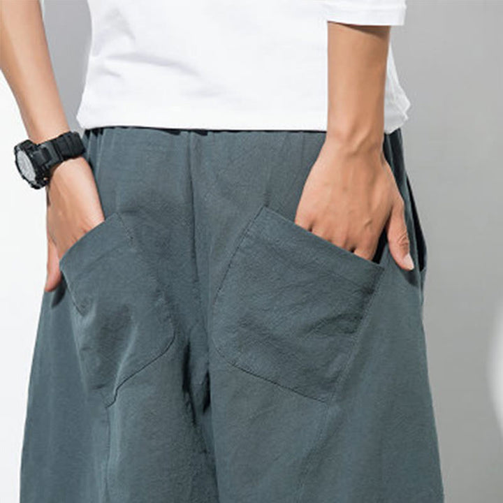 Buddha Stonesカジュアル メンズ 無地 コットン ドローストリング パンツ ポケット付き - image 7