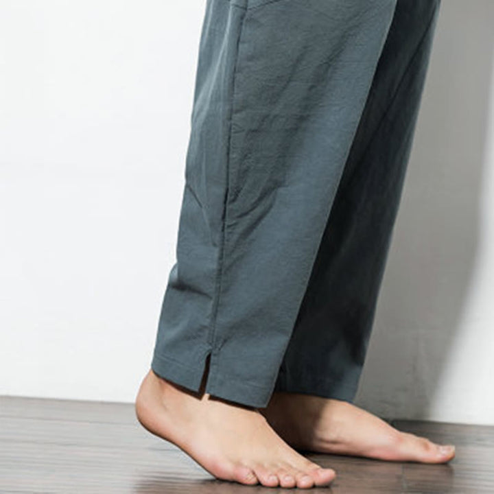 Buddha Stonesカジュアル メンズ 無地 コットン ドローストリング パンツ ポケット付き - image 9