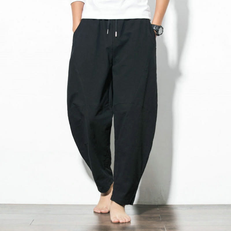 Buddha Stonesカジュアル メンズ 無地 コットン ドローストリング パンツ ポケット付き - image 15