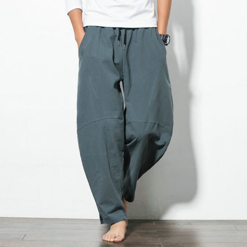 Buddha Stonesカジュアル メンズ 無地 コットン ドローストリング パンツ ポケット付き - image 5