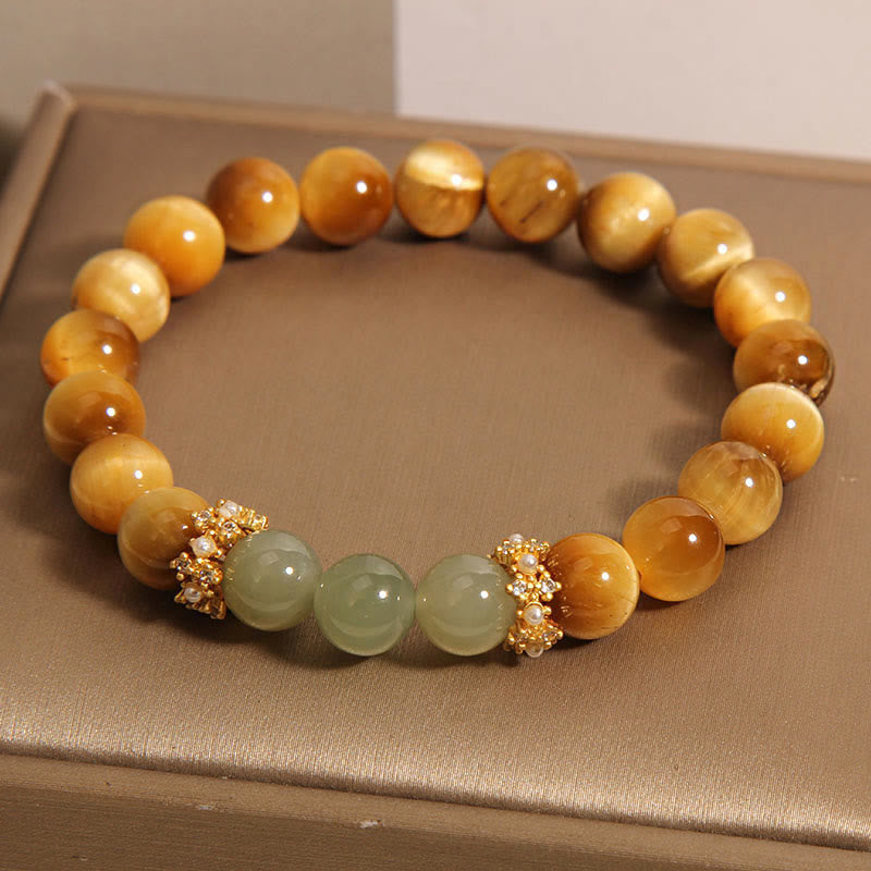 Buddha Stonesタイガーアイ 翡翠 勇気ブレスレット