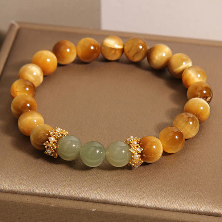Buddha Stonesタイガーアイ 翡翠 勇気ブレスレット