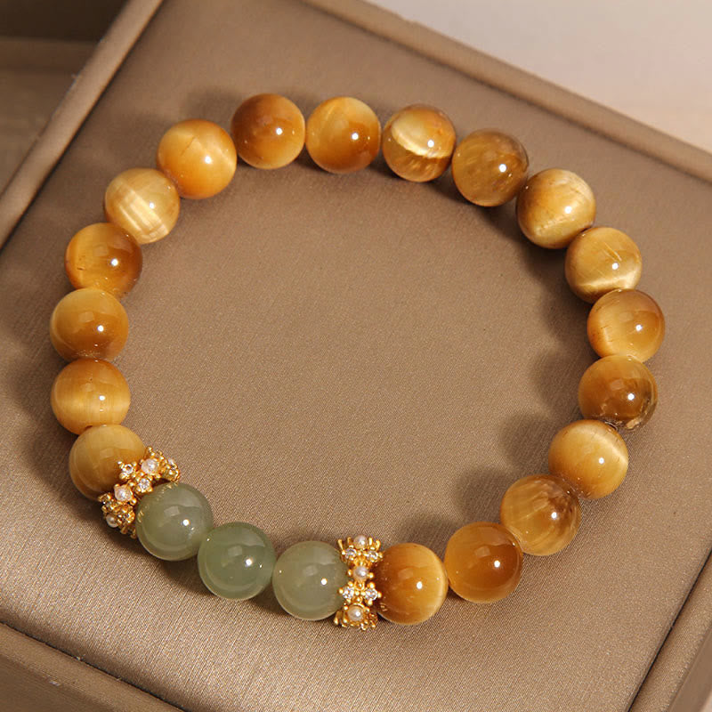 Buddha Stonesタイガーアイ 翡翠 勇気ブレスレット