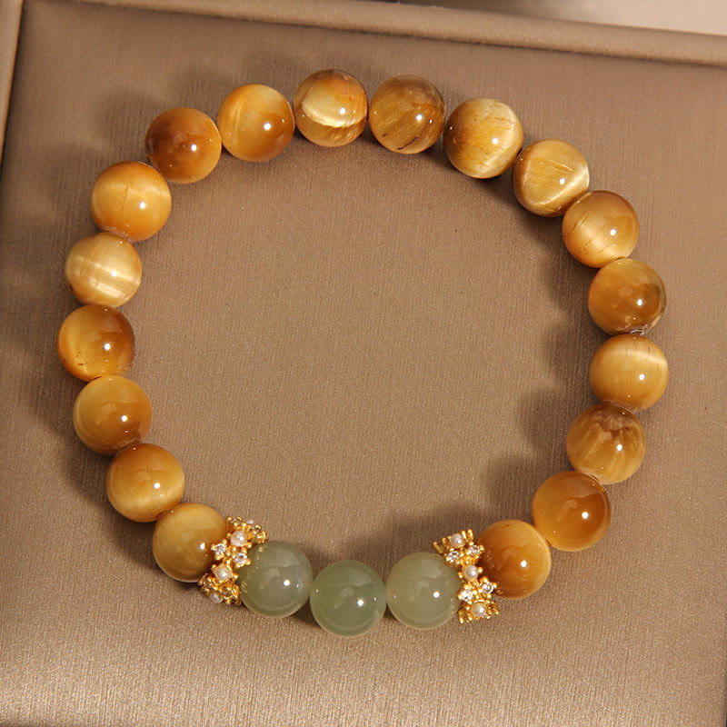 Buddha Stonesタイガーアイ 翡翠 勇気ブレスレット
