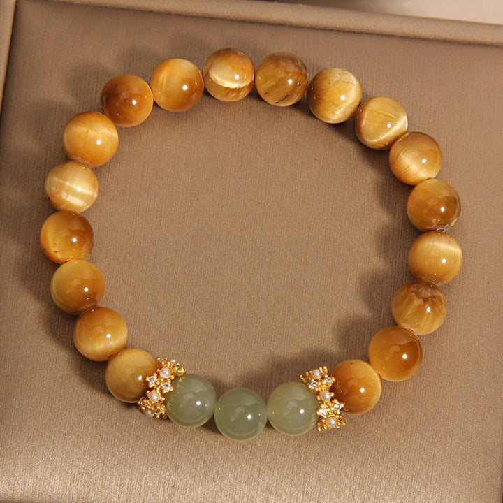 Buddha Stonesタイガーアイ 翡翠 勇気ブレスレット