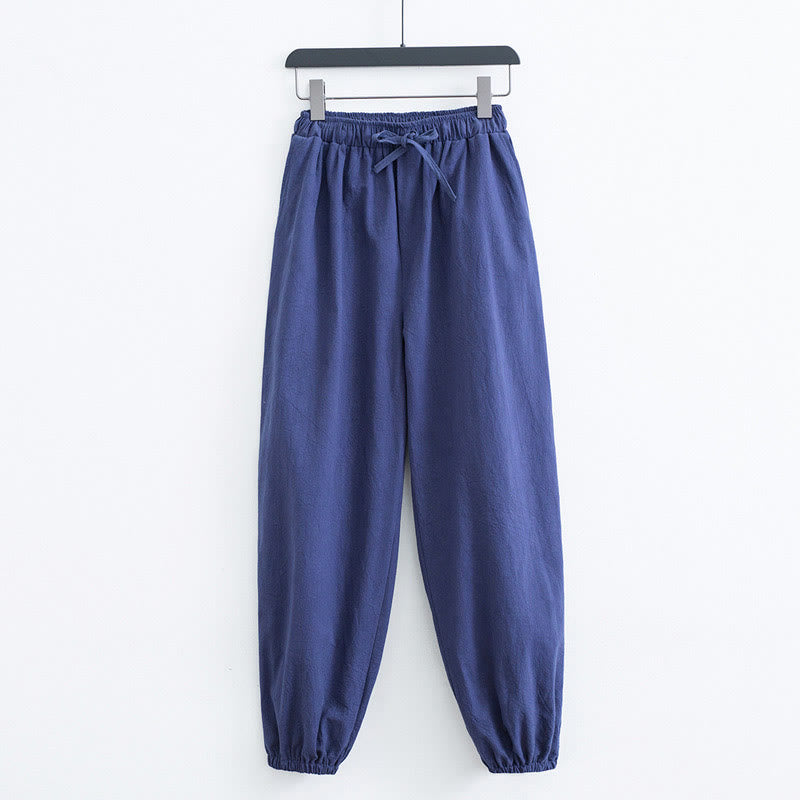 Buddha Stones無地コットンリネンカジュアルメンズハーレムパンツ（ポケット付き） - スティールブルー - US/UK/AU44、 EU54 (4XL) - image 9