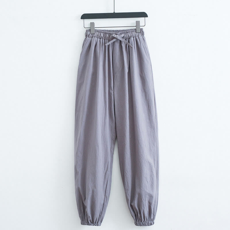 Buddha Stones無地コットンリネンカジュアルメンズハーレムパンツ（ポケット付き） - ライトグレー - US/UK/AU44、 EU54 (4XL) - image 7