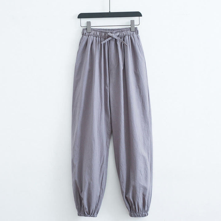 Buddha Stones無地コットンリネンカジュアルメンズハーレムパンツ（ポケット付き） - ライトグレー - US/UK/AU44、 EU54 (4XL) - image 7
