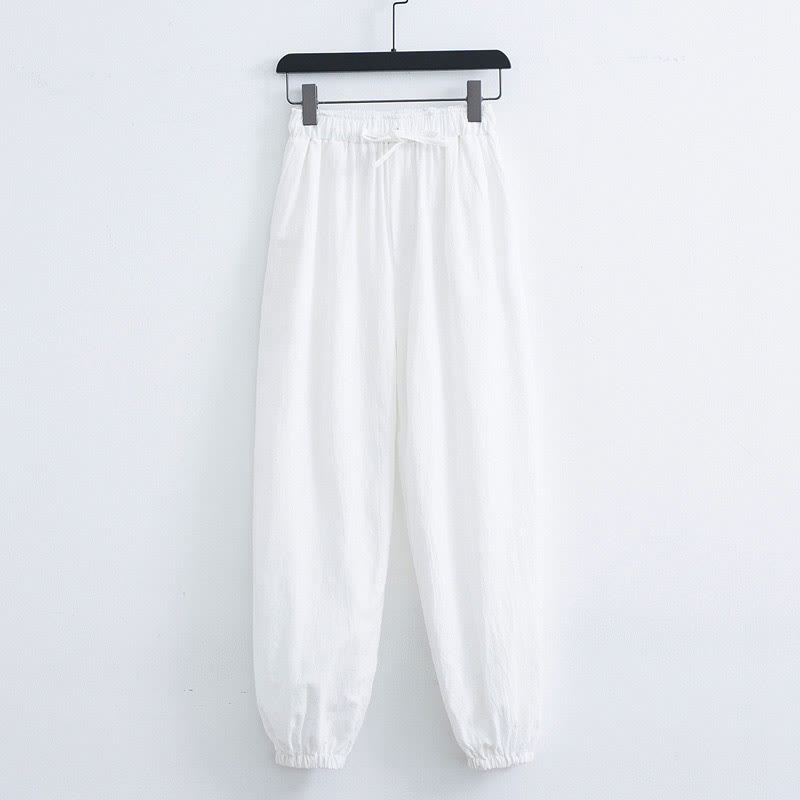 Buddha Stones無地コットンリネンカジュアルメンズハーレムパンツ（ポケット付き） - 白 - US/UK/AU44、 EU54 (4XL) - image 6