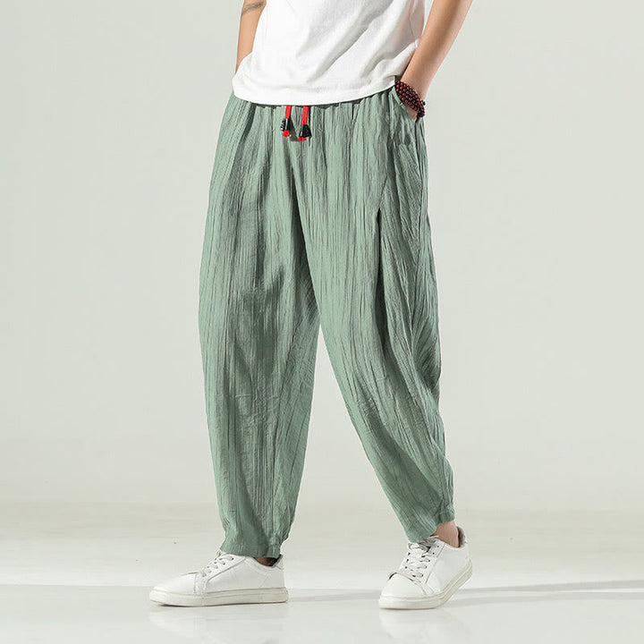 Buddha Stonesコットン メンズ ドローストリング ハーレムパンツ ポケット付き - ダークシーグリーン - US/UK/AU46、 EU56 (5XL) - image 9