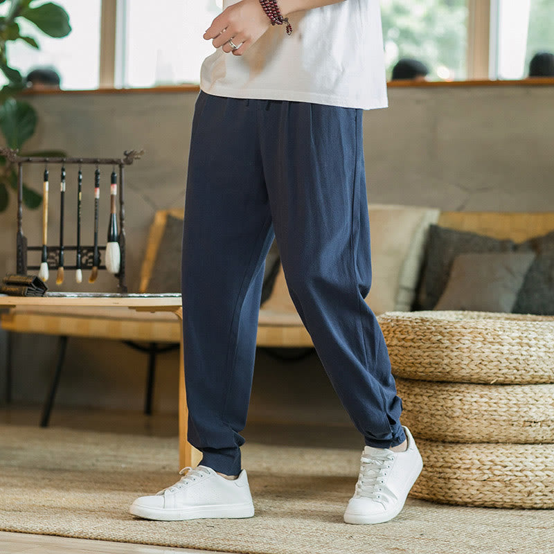 Buddha Stonesサマープレーン メンズ コットンリネン テーパードパンツ ポケット付き - スティールブルー - US/UK/AU48、 EU58(5XL)  - image 28