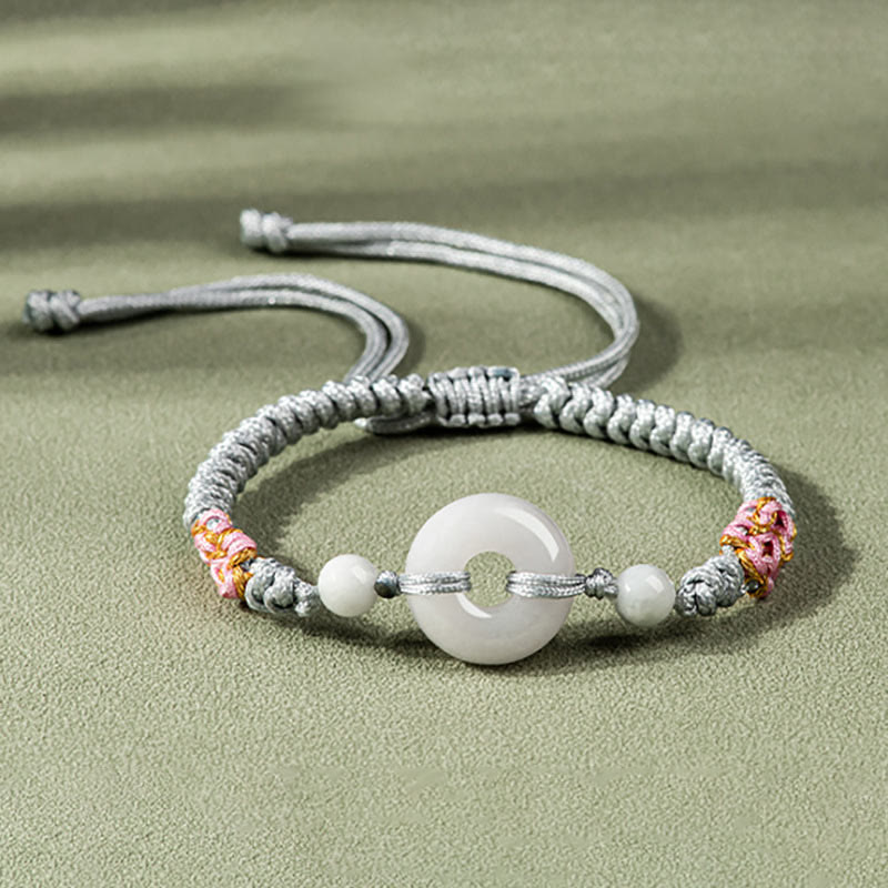 Buddha Stones翡翠の幸運の豊かさの赤い糸のブレスレット